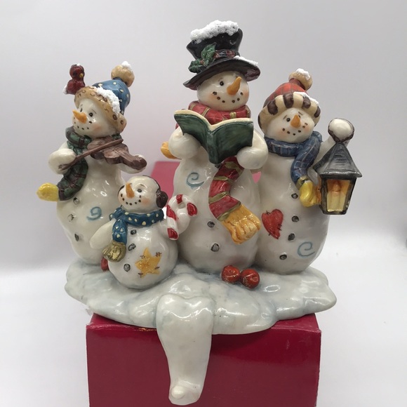 Vintage Heavy Resin Snowman Family Stocking Mantle Hanger 5”x 5” approx - Picture 2 of 12
